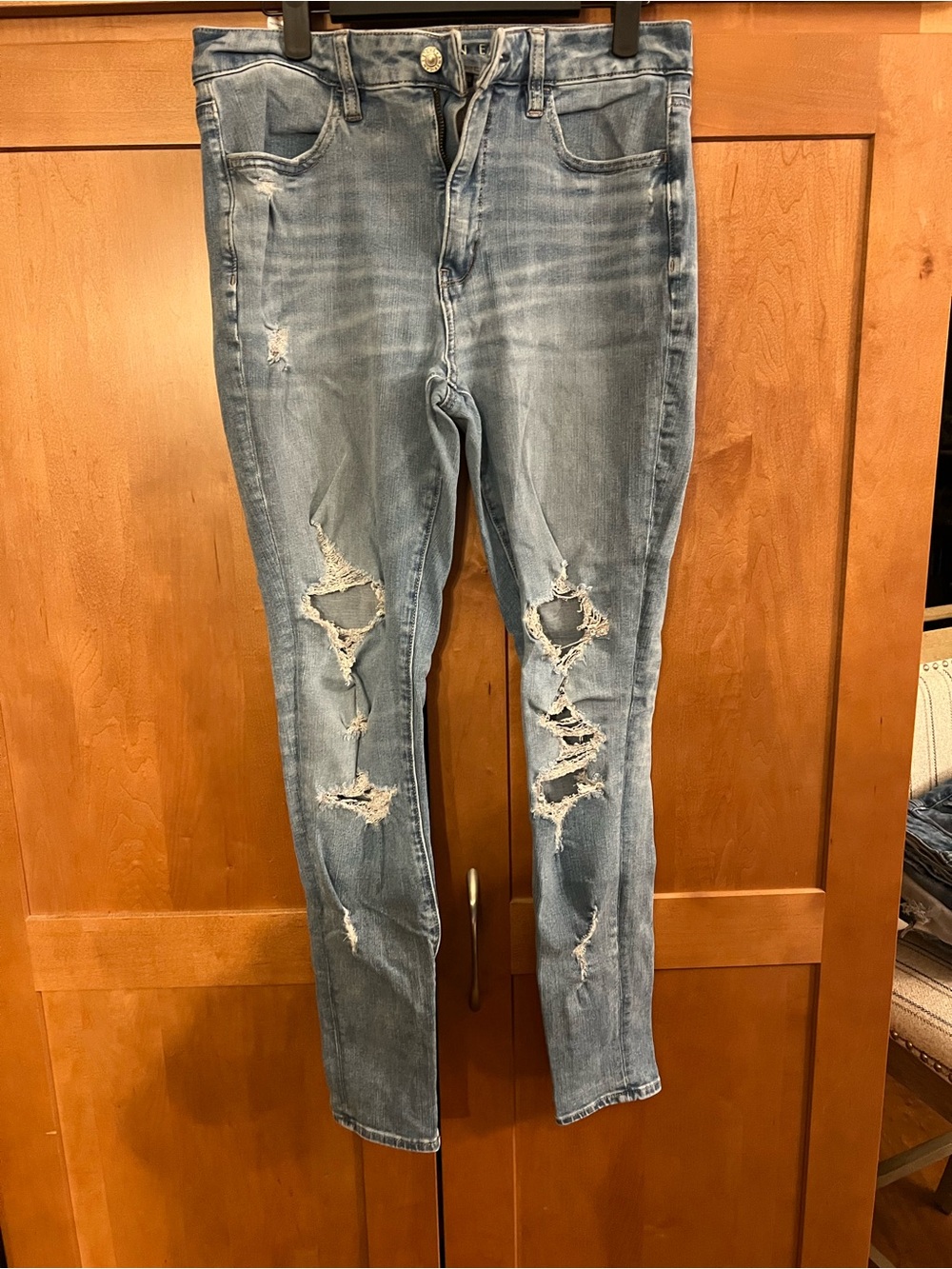 American Eagle Outfitters Light Blue Ripped Skinny Jeans